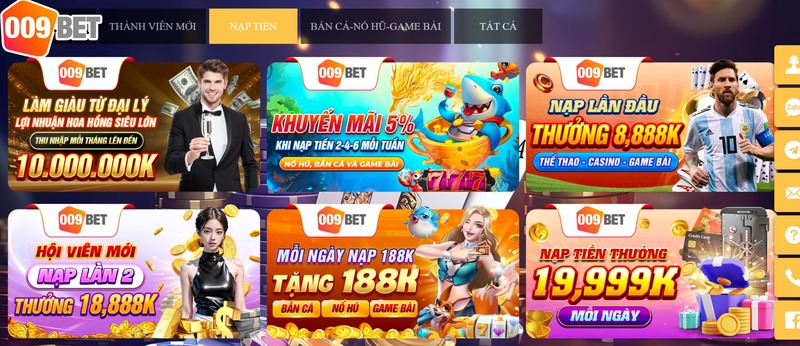 Đa dạng các khuyến mãi từ 009Bet Đa dạng các khuyến mãi từ 009Bet